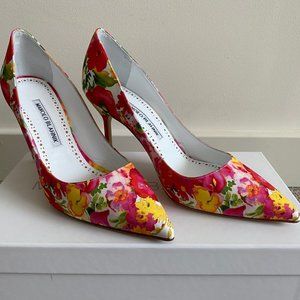 NIB Manolo Blahnik 90MM BB Floral Pumps